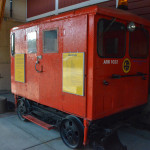 Fairmont Railway Motors A6-G1 self propelled rail car seats 6-9 people. On display outside the station