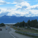 At the edge of Anchorage, the road heads along Turnagain arm. To the left here is Potter Marsh.